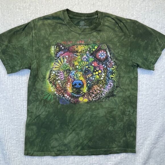 The Mountain Other - The Mountain Green Tie Dye Psychedelic Bear Graphic T-Shirt Small